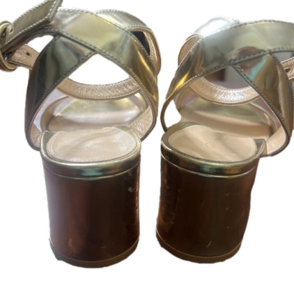 GIANVITO ROSSI MILANO GOLD METTALIC LEATHER‎ SANDALS SIZE 39 - Picture 3 of 9